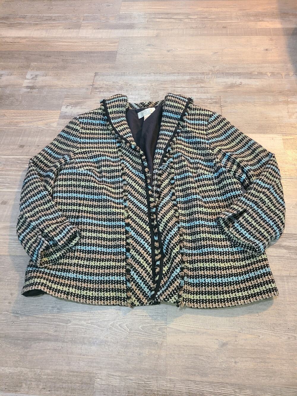 Elana by tanner size 20 womens tweed silk color block open front blazer